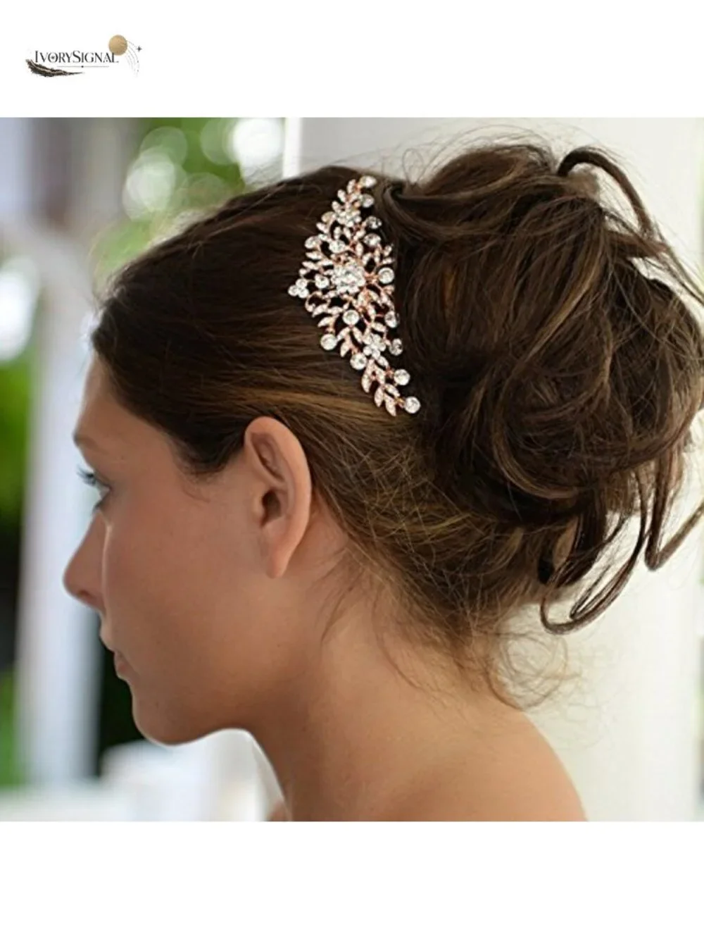 Crystal Vine Bridal Hair Comb Rose Gold Plated Wedding Prom Hair Jewelry